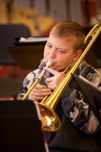 Trombone Player in the Hoosac Valley Regional Middle & High School.