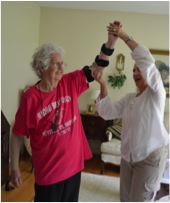 Mavis Beam performs exercises to stretch and increase the range of motion with her surgically-repaired left elbow with Porchlight’s Terri Zucker, OT. Anthony DeFelice, DO, performed the successful procedure.